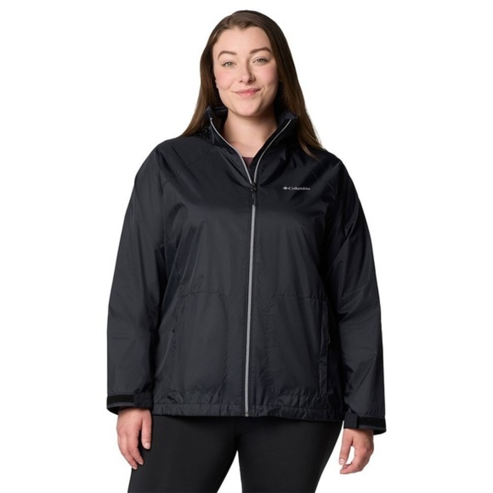 Columbia Jacket Womens XL Black Switchback IV Full Zip Rain Coat Extra Large New